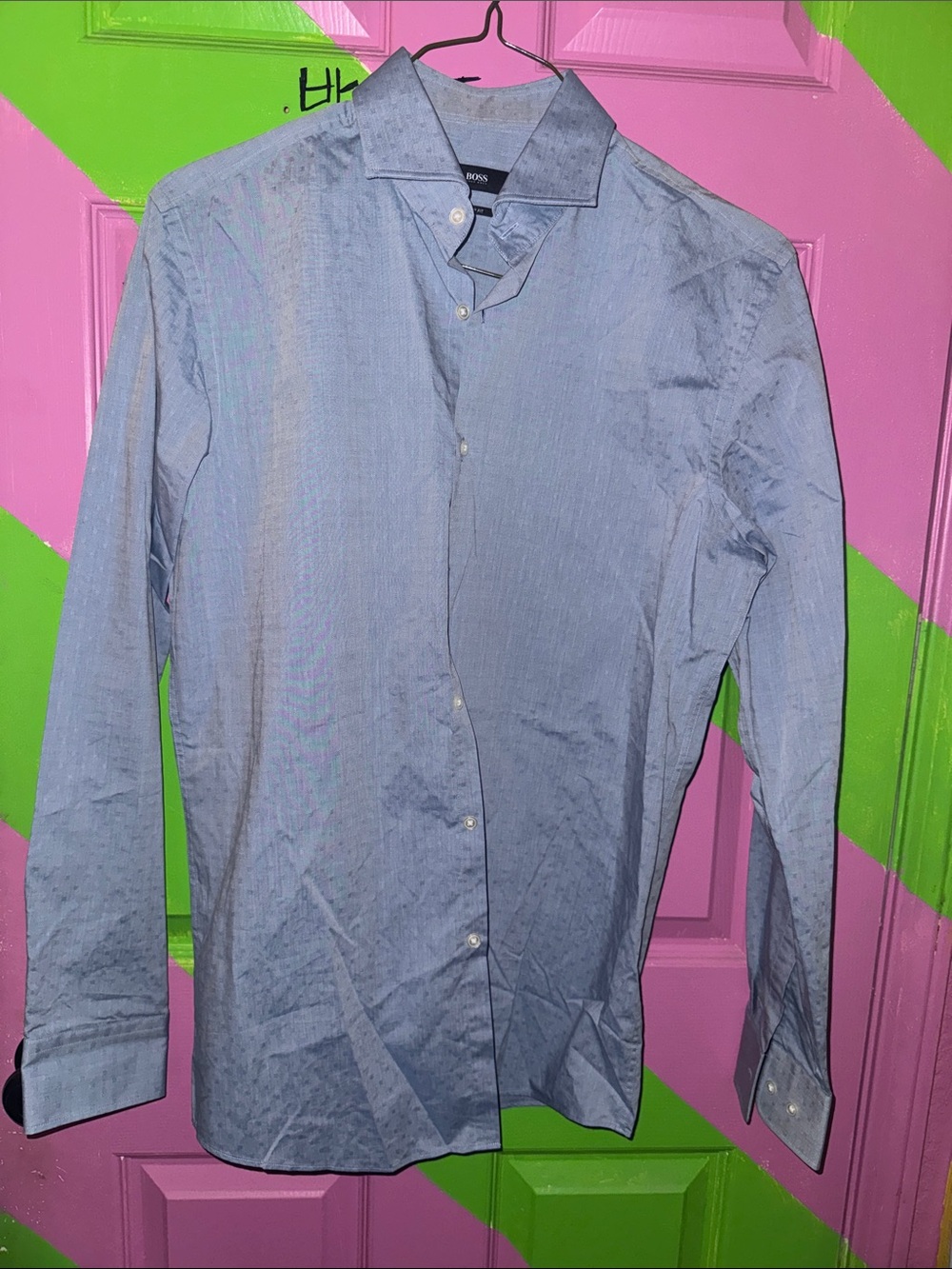 BOSS Men's Pale Blue Long-Sleeve Dress Shirt